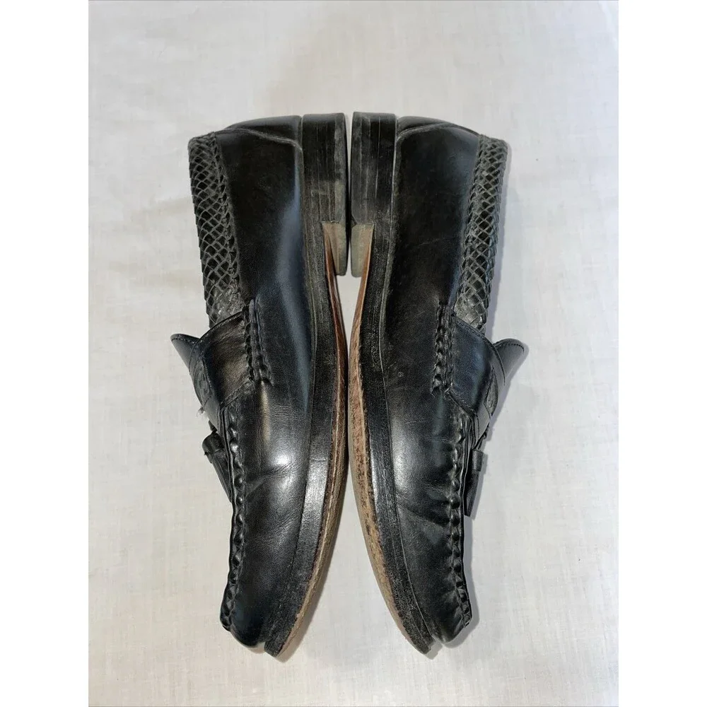 Allen Edmonds Maxfield Dress Loafers Mens Size 9 C Black Leather Tassels Weave